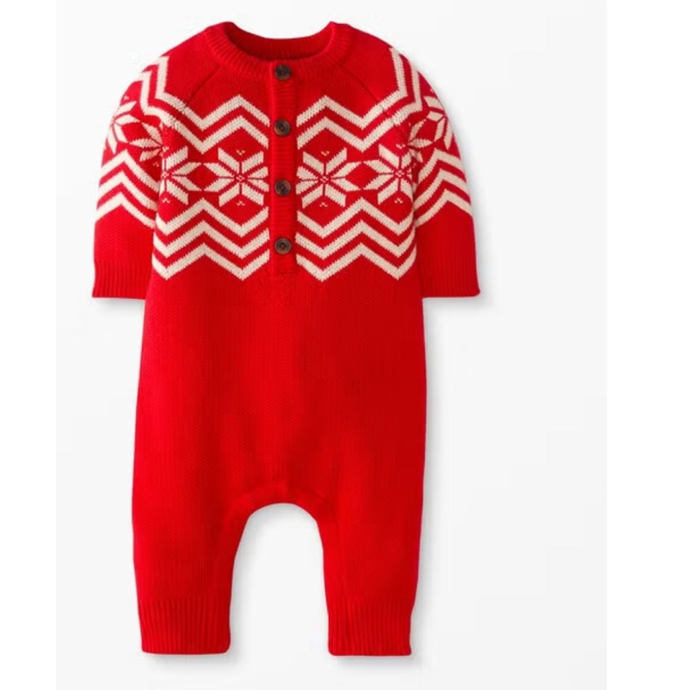 Hanna Andersson Baby Holiday Romper In Combed Cotton 3-6 months